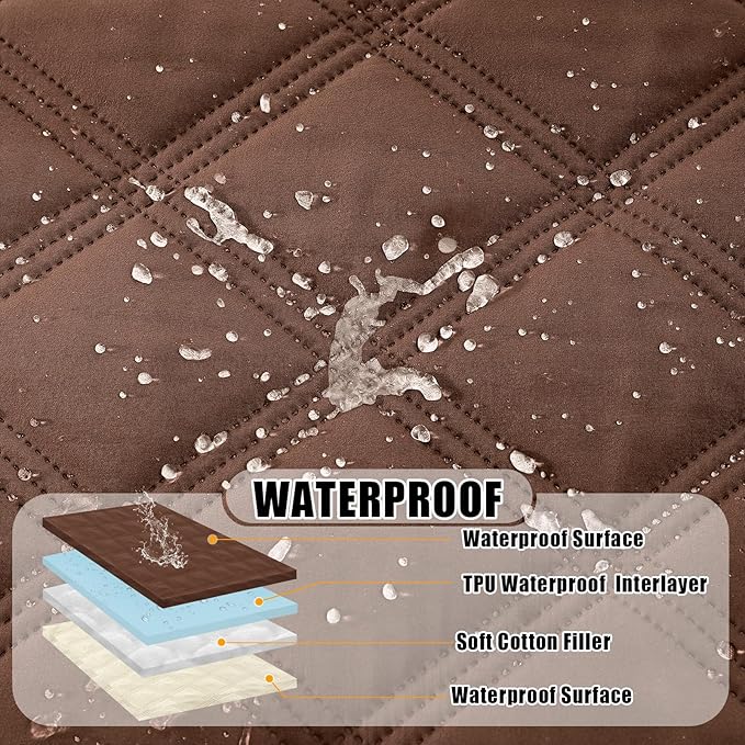 Smiry Waterproof Dog Bed Cover Blanket 40x70, Soft Reversible Pet Blanket, Washable Leakproof Cats Dogs Couch Cover for Sofa, Couch, Furniture, Brown/Beige