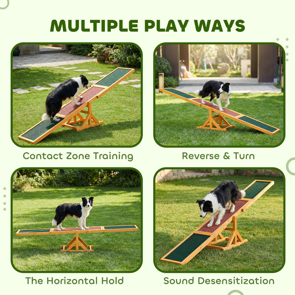 PawHut Wooden Dog Agility Seesaw for Exercise71 L x 12" W x 12" H Natural