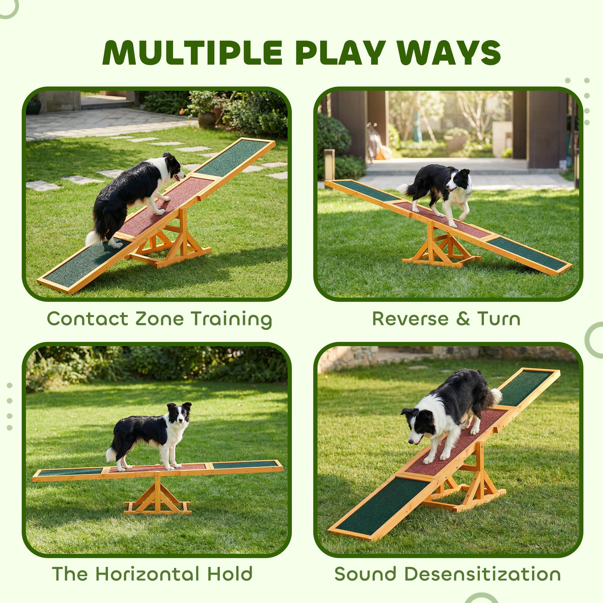 PawHut Wooden Dog Agility Seesaw for Exercise71 L x 12" W x 12" H Natural