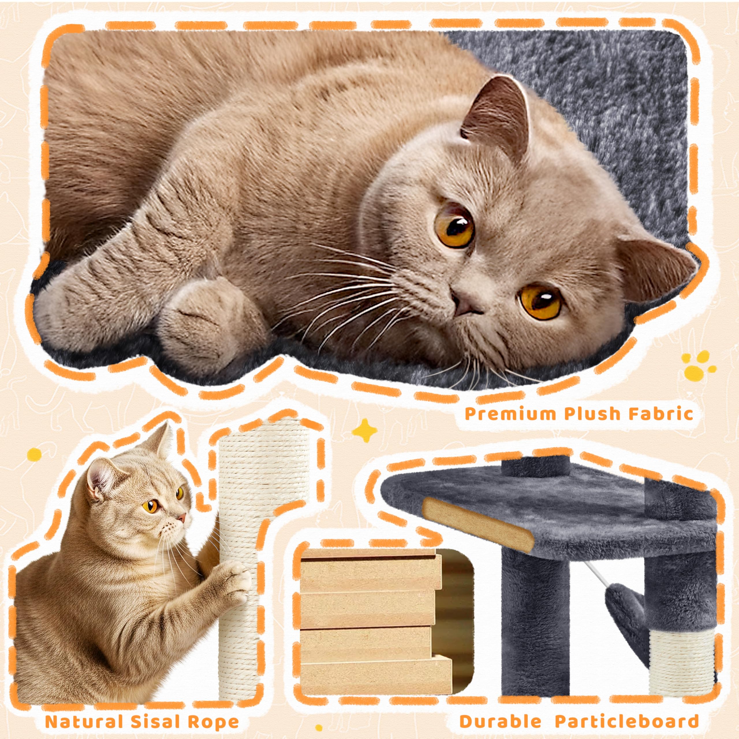 Yaheetech 82.5in Tall Cat Tree for Large Cats, Sturdy Multi-Level Condo
