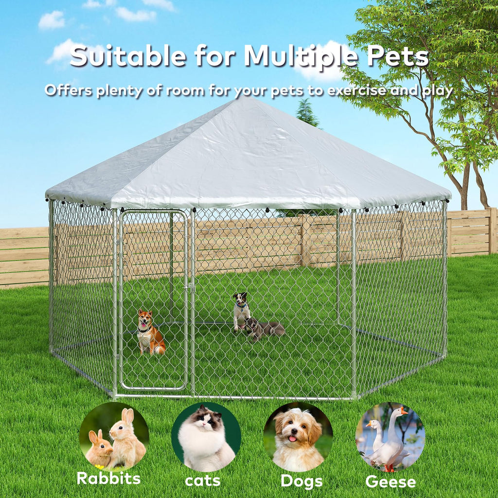 IronovaPets 6.8'x6.8' Large Dog Kennel,Dog Enclosure Outdoor with Roof