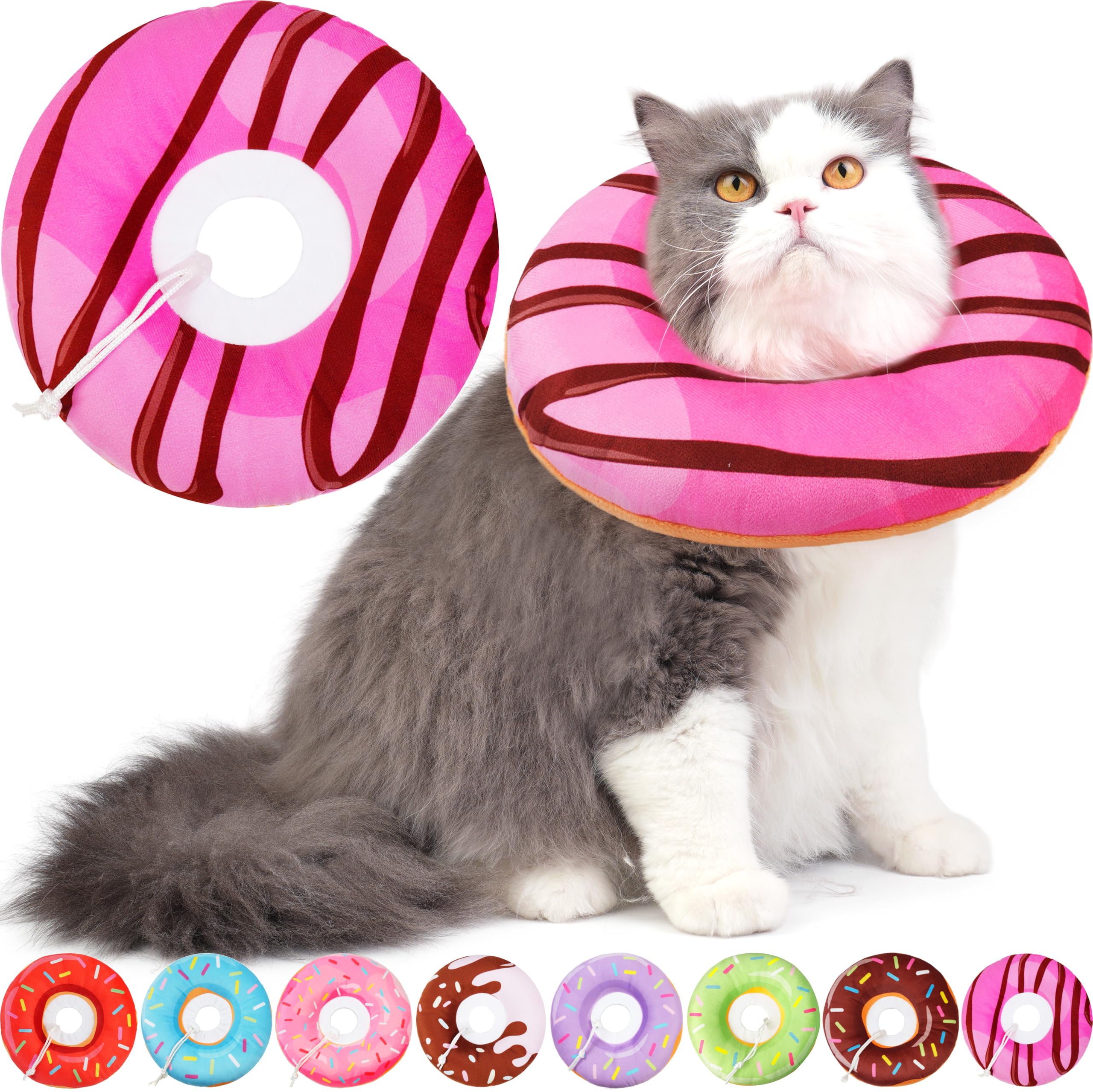 Hpetppy Cat Cone Collar Soft, Cat Recovery Collar for Wound Healing Cute Donut Adjustable Kitten Cones to Stop Licking Comfortable Lightweight Neck Elizabethan Collars for Kittens After Surgery