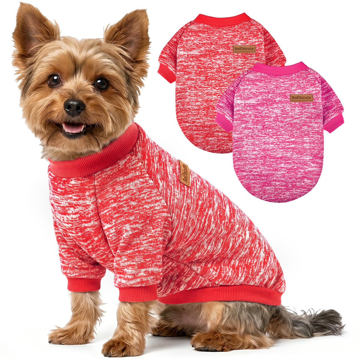 BAOBICUTE 1 Pack Dog Sweater for Small Dogs Girl Boy Winter Fleece Clothes Warm Soft Dog Sweatshirt Outfit for Dogs Cats Pet Apparel