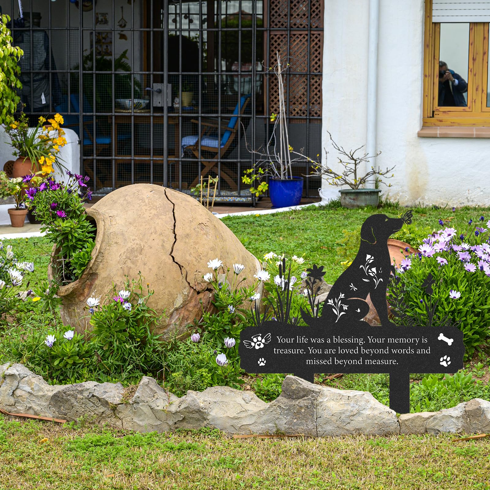 Rngmsi Dog Grave Marker 12 X 14.5 Inches Pet Memorial Garden Black Silhouette