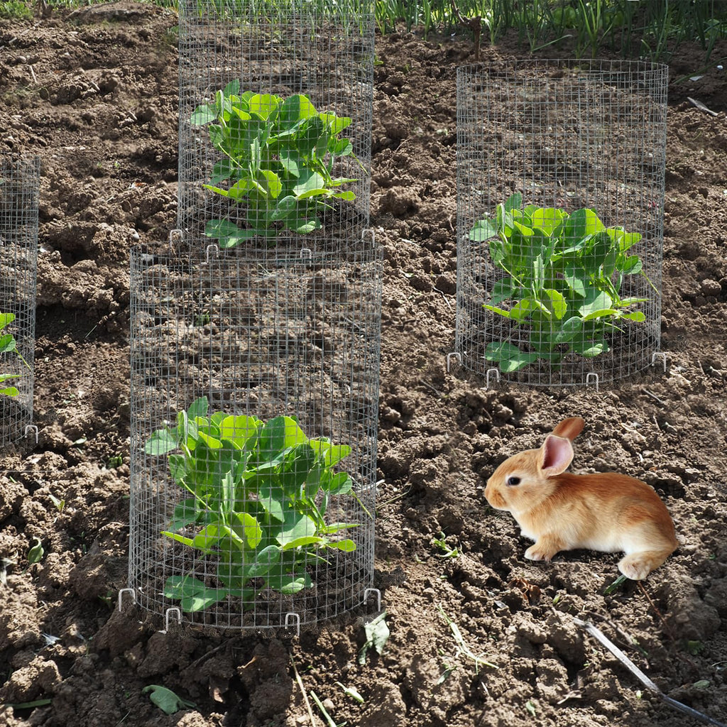 CIEOVO Wire Plant Protector from Animals, Metal Mesh Plant Cage Covers Rustproof Wire Plant Cages 30 U-Stakes and 100 Ties for Plants Keeping Bunnies Chicken Squirrels Birds Chicken Duck Out