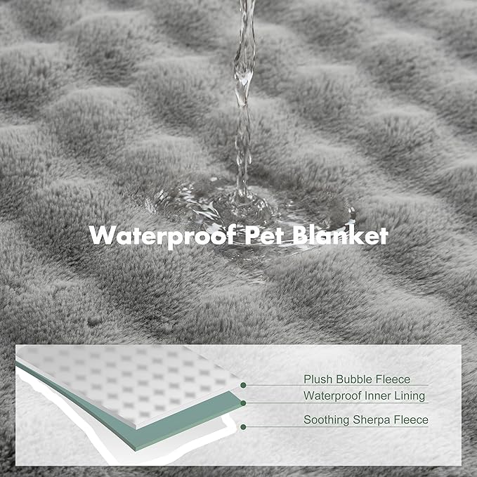 Soft Cozy Waterproof Puppy Blankets for Small Dogs - Room Decor Cat Blanket for Couch Furniture Protector, Washable Dog Blankets for Indoors & Outdoors, Grey, 25"x35"