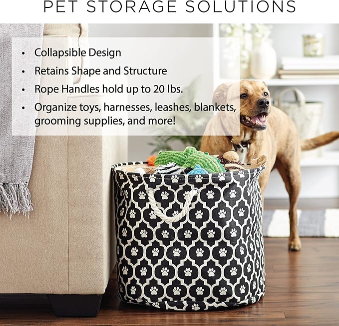 Bone Dry 6192 Pet Storage Collection Lattice Paw Print, Medium Round, Nautical Blue