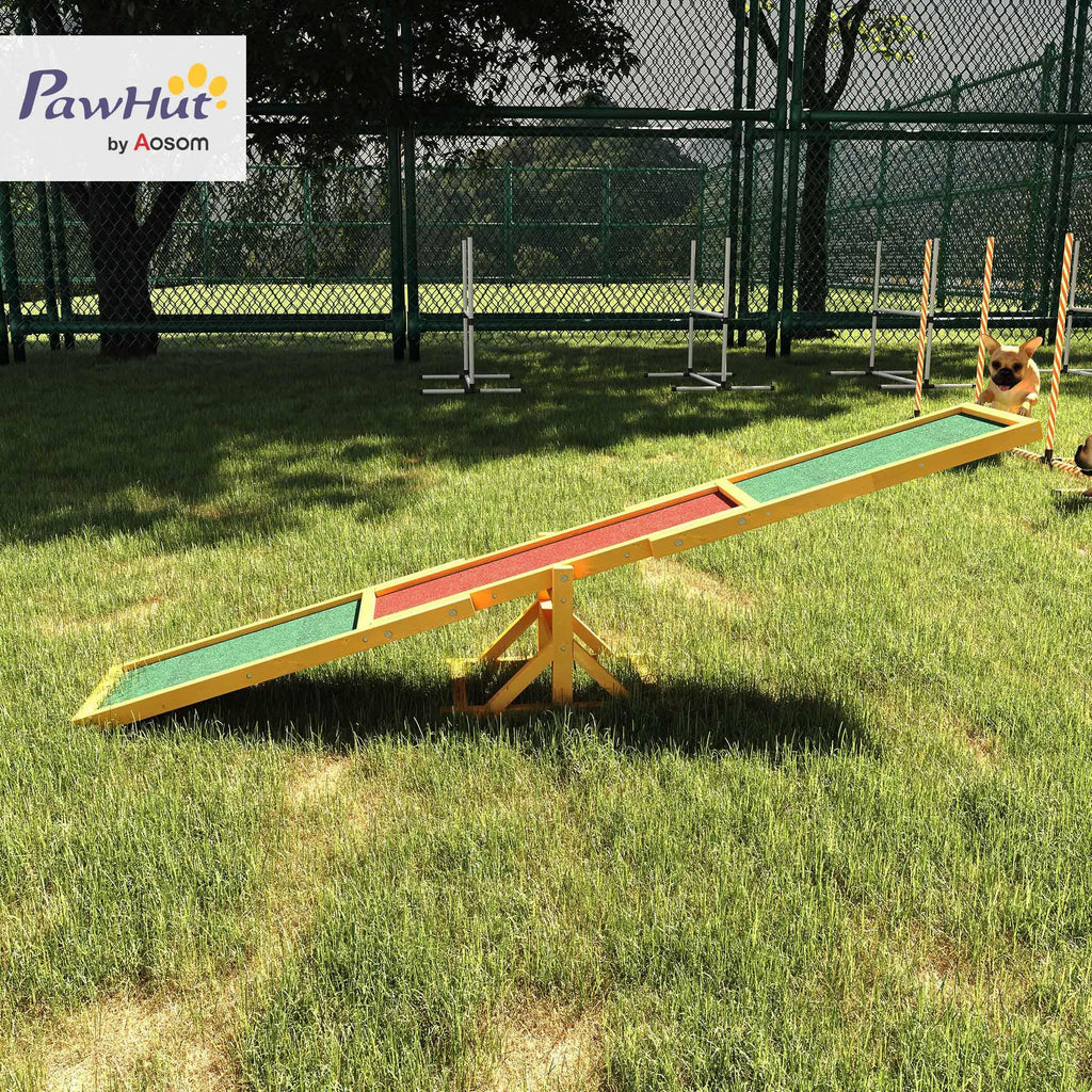 PawHut Wooden Dog Agility Seesaw for Exercise71 L x 12" W x 12" H Natural