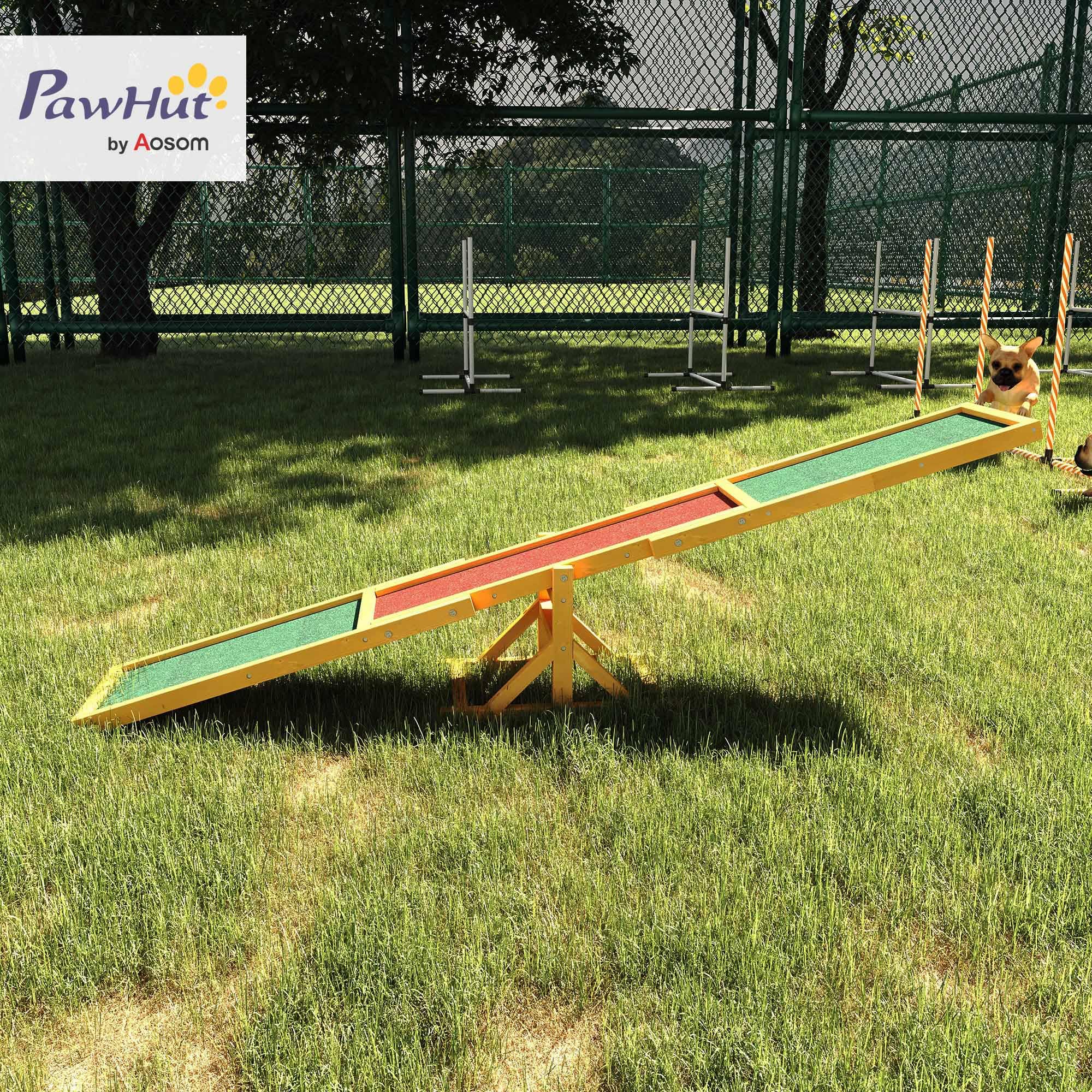 PawHut Wooden Dog Agility Seesaw for Exercise71 L x 12" W x 12" H Natural