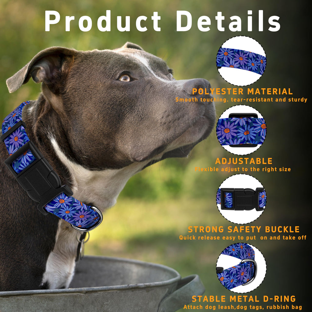 Seyezo Dog Collar, Classical Indian Spirit Boys Girls Puppy Collar for Small Medium Large Dogs, Adjustable Soft Indian Pet Collar with Safety Buckle for Male Females(Purple,L)