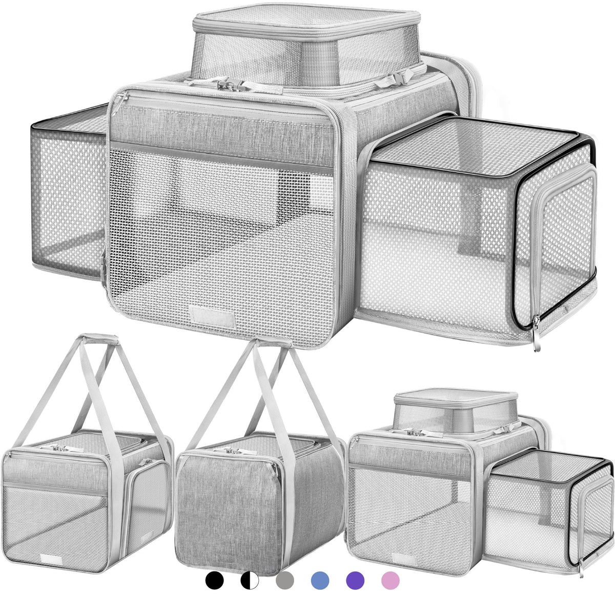 Top and 2 Sides Expandable Cat Carrier 18x11x11 TSA Airline Approved
