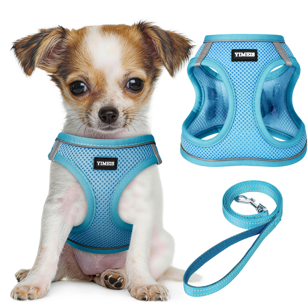 No Pull Dog Puppy Harness and Leash Set Reflective Mesh Vest Small