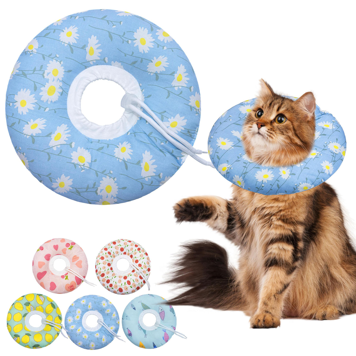 Seyezo Cat Cone Collar Soft, Adjustable Cat Recovery Cone, Orange, Small