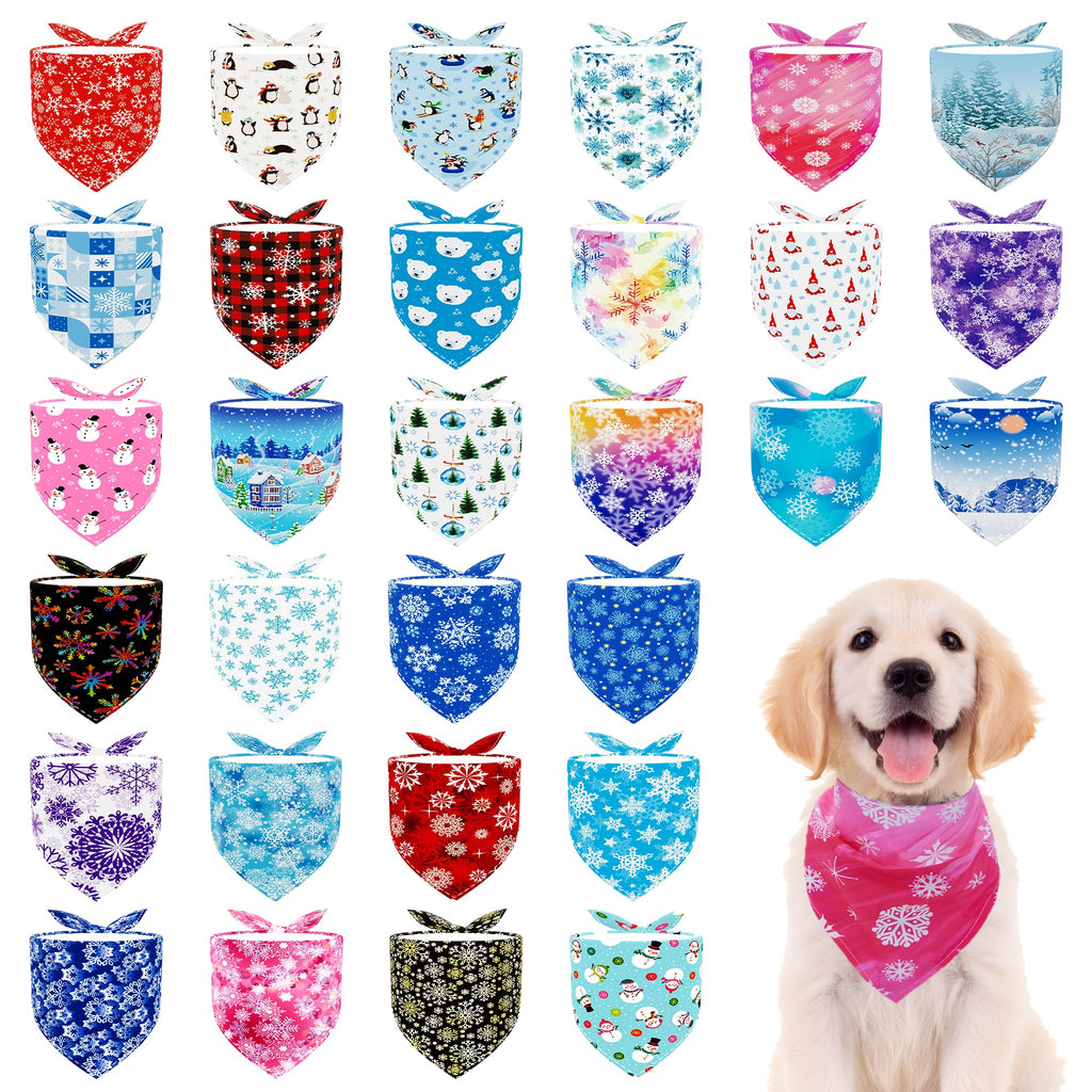 Pai Sence Winter Dog Bandanas Bulk for Medium Dogs Sewn Edge 25" 30Pcs M