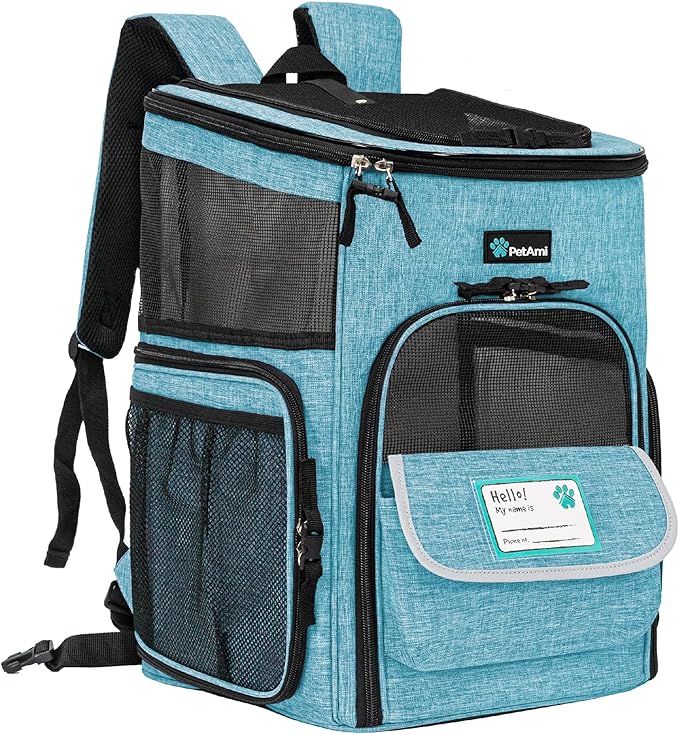 PetAmi Dog Backpack Carrier, Airline Approved 4-Way Entry Cat Backpack Carrier, Ventilated Mesh, Collapsible Pet Carrier for Small Puppy, Kitten, Hiking, Travel Car, Vet