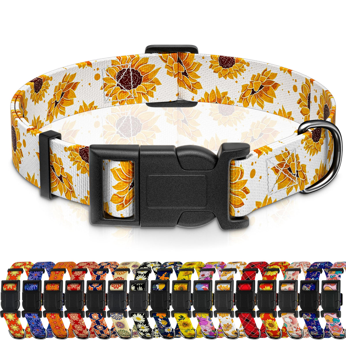 Seyezo Christmas Plaid Dog Collar, Metal D-Ring, Red Plaid, M