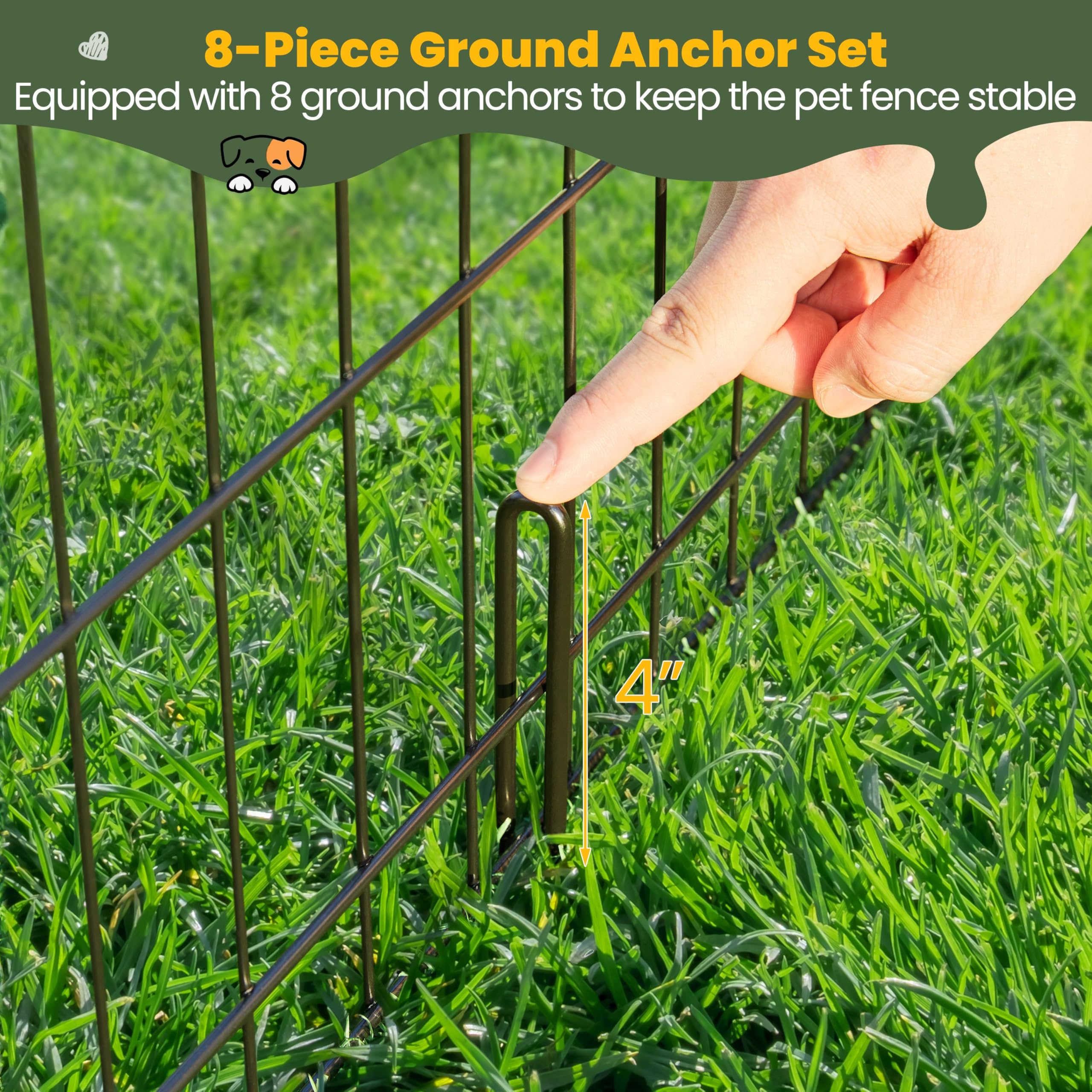 Yaheetech 34" H 8-Panel Foldable Metal Dog Playpen Indoor Outdoor w/Door