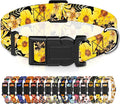 Seyezo Dog Collar for Boys & Girls, Adjustable Soft Floral Pattern Pet Collar with Safety Buckle for Small to Large Dogs (Yellow, XL)