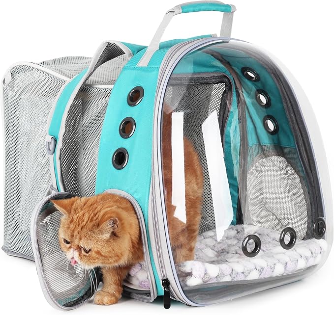 Lollimeow Cat Carrier Backpack, Expandable Bubble Pet Carrier for Cats and Small Dogs, Airline Approved Travel Backpack for Hiking, Walking & Outdoor Adventures - Supports up to 16 lbs