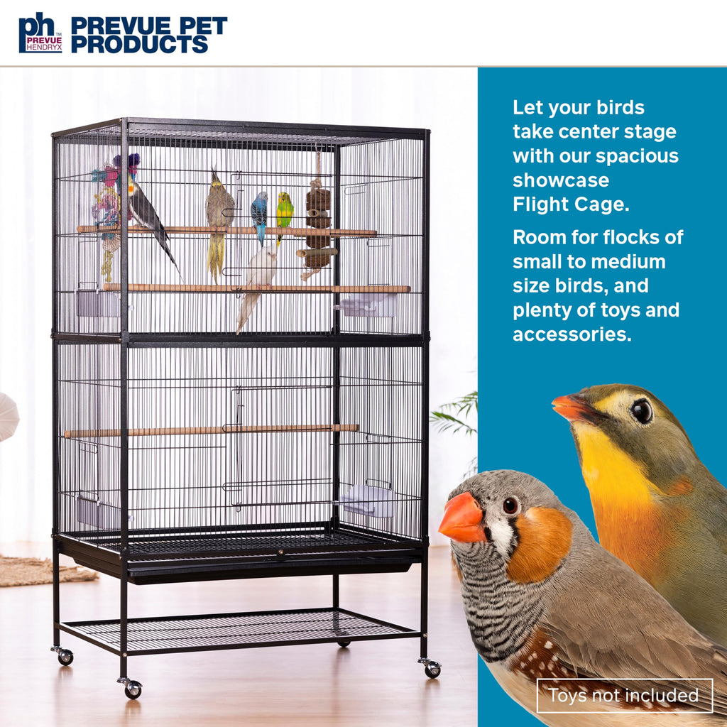 Prevue Pet Products Wrought Iron Flight Cage with Stand, Large Birdcage for Pets, Metal Cage Standing Birdcage, Black Hammertone Finish