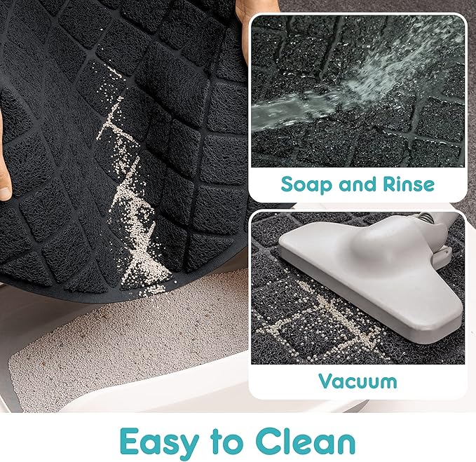Cat Litter Mat Litter Trapping Mat, 35" x 23" Premium Durable PVC Grid Mesh with Scatter Control, Non-slip, Less Waste Cat Litter Box Mat, Soft on Kitty’s Paws, Urine Waterproof