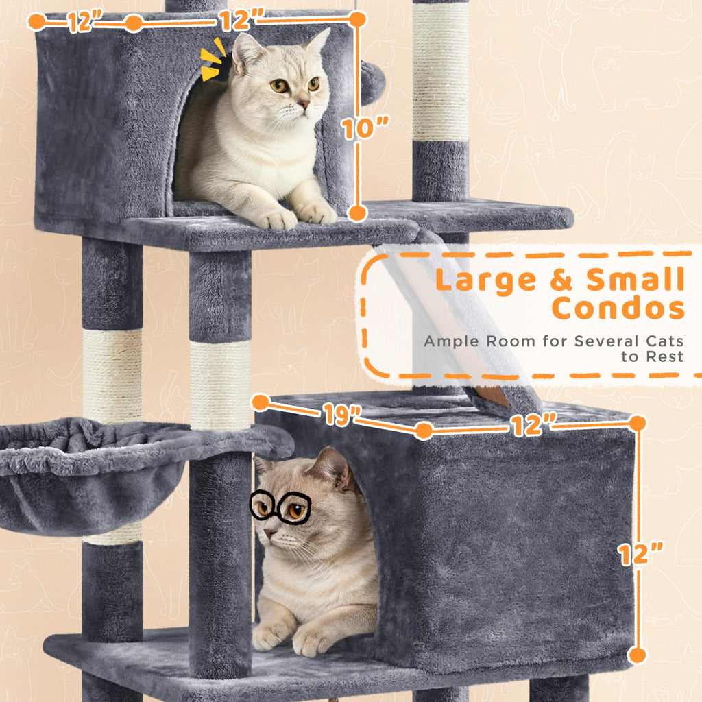 Yaheetech 82.5in Tall Cat Tree for Large Cats, Sturdy Multi-Level Condo
