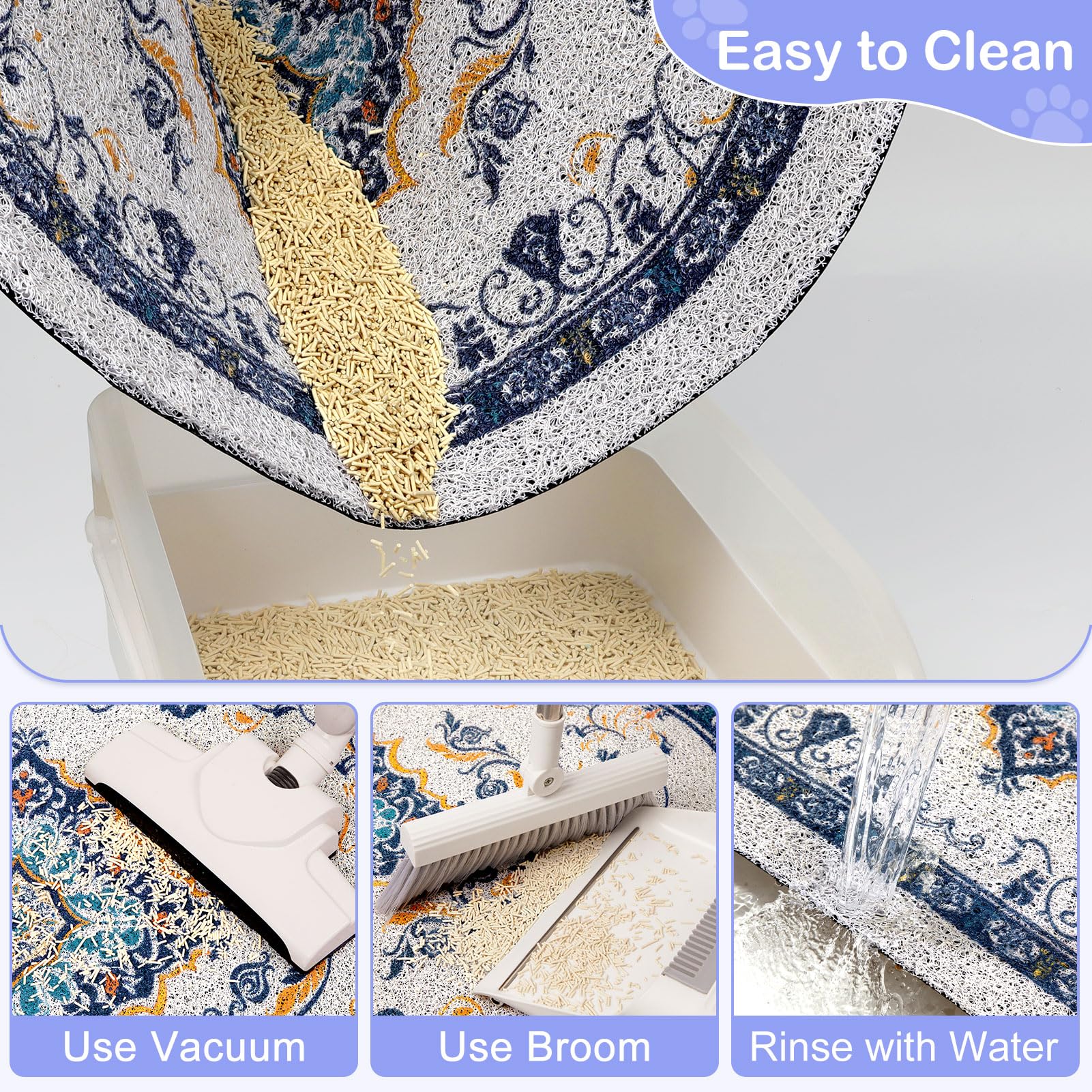 Bienbee Cat Litter Mat, 40" x 30" Dense Trapping Mesh for Litter Boxes