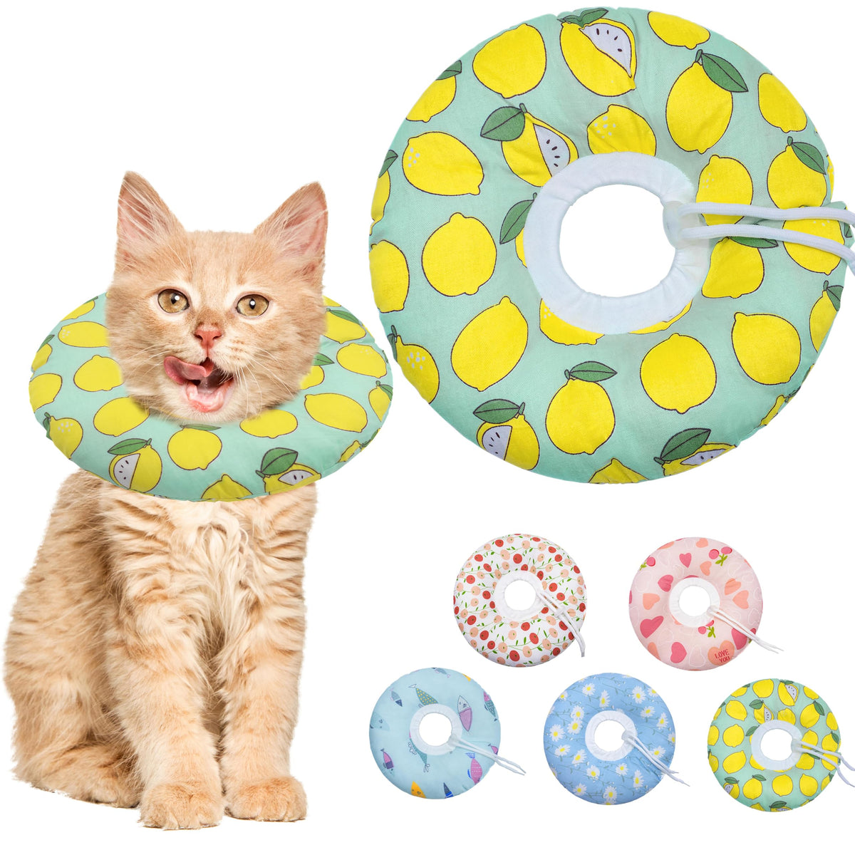 Seyezo Cat Cone Collar Soft, Adjustable Cat Recovery Cone, Orange, Small