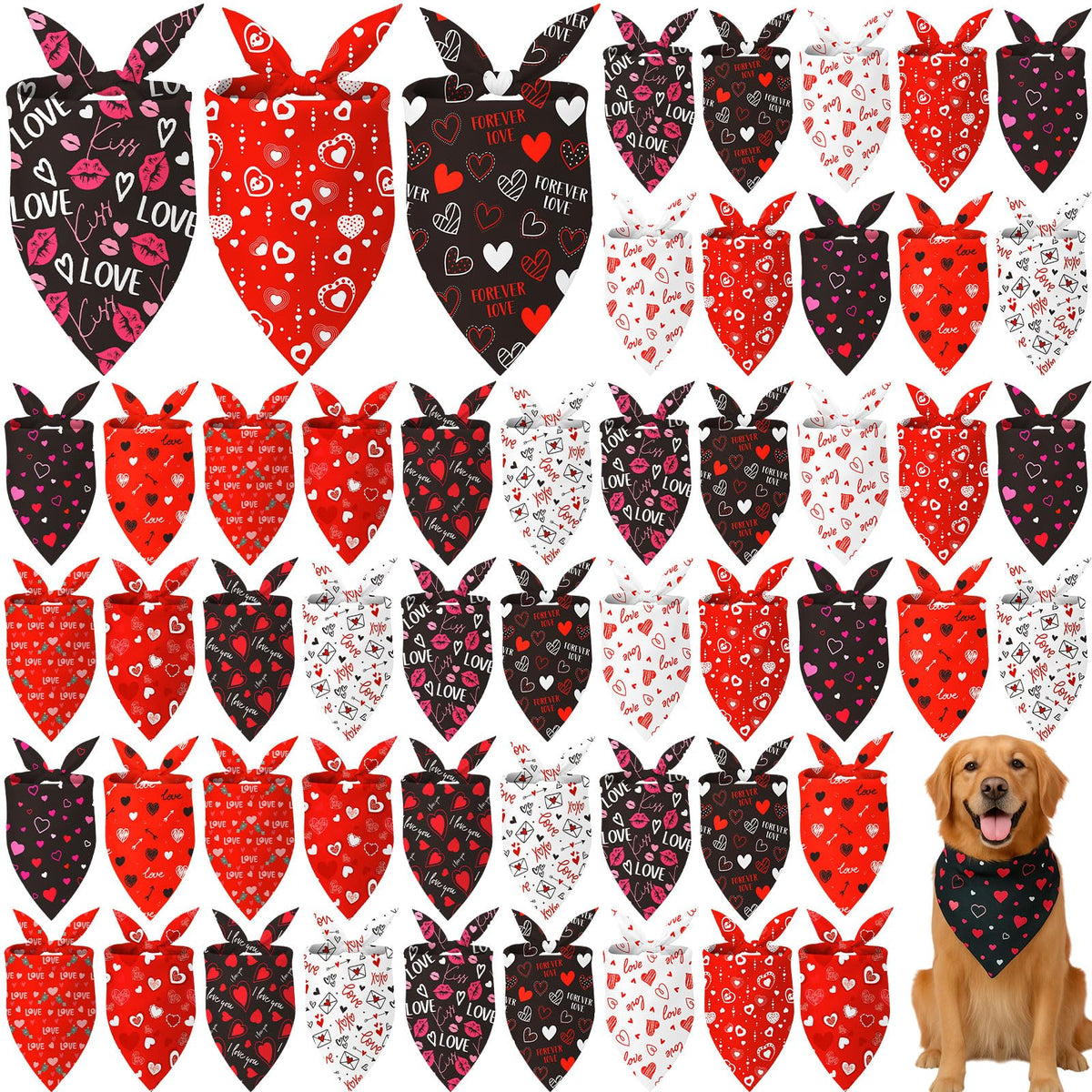Weewooday 50 Pcs Christmas Red and Green Plaid Dog Bandanas Bulk for Medium