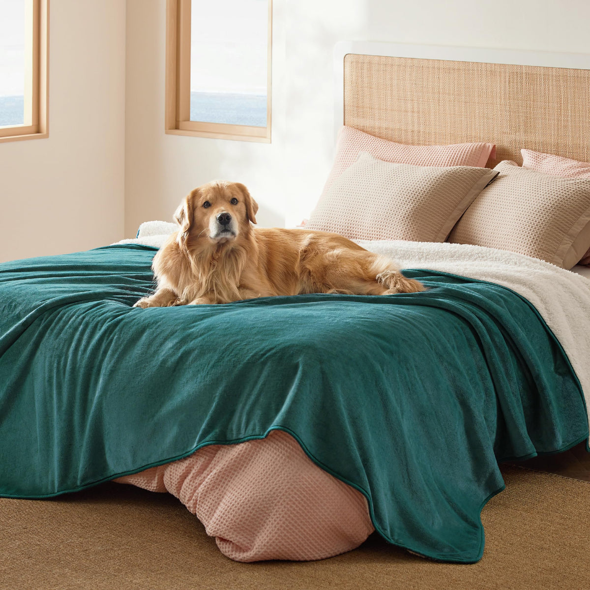 Bedsure Waterproof Blanket for Bed Soft Sherpa Fleece Throw,King 108"x86"