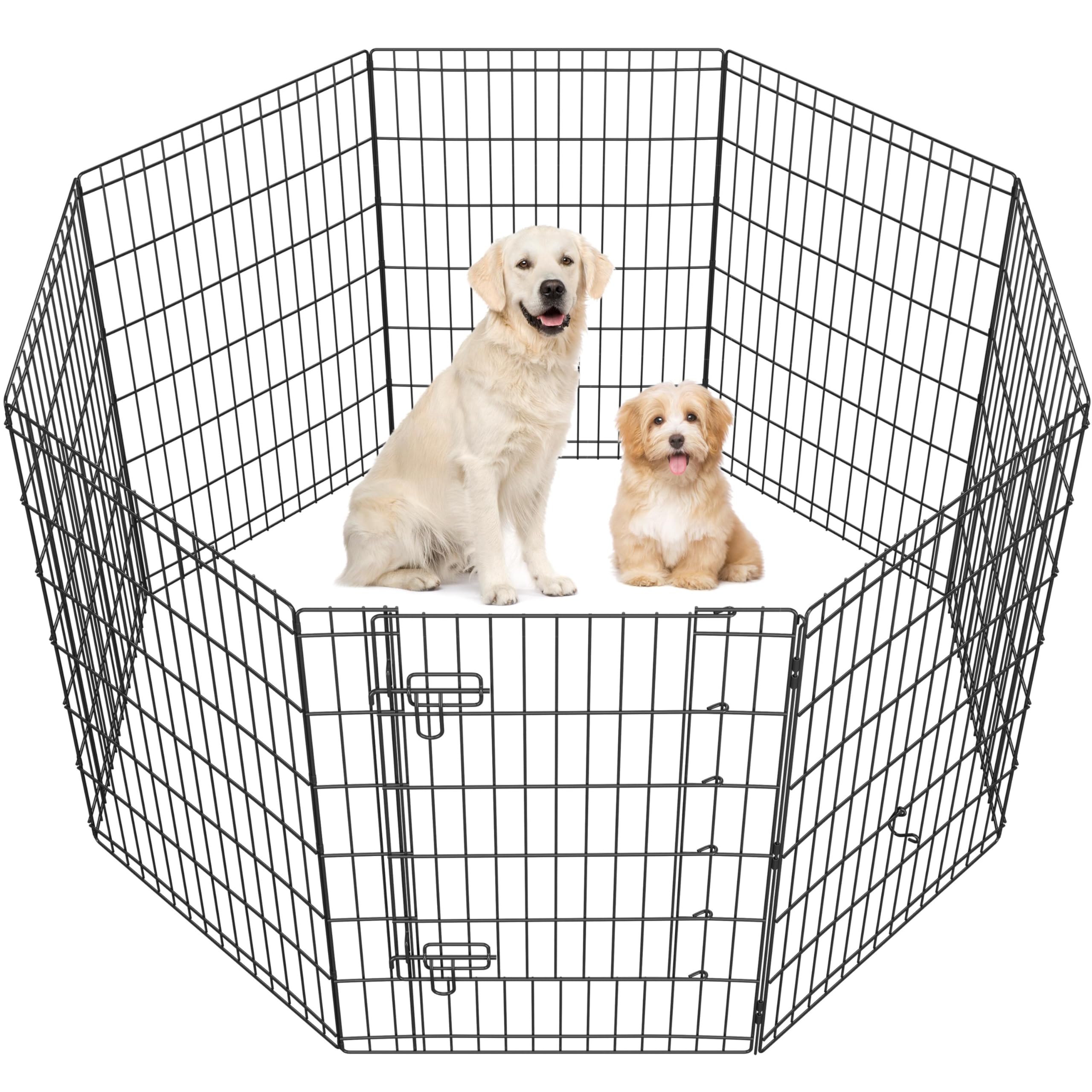 Yaheetech 34" H 8-Panel Foldable Metal Dog Playpen Indoor Outdoor w/Door
