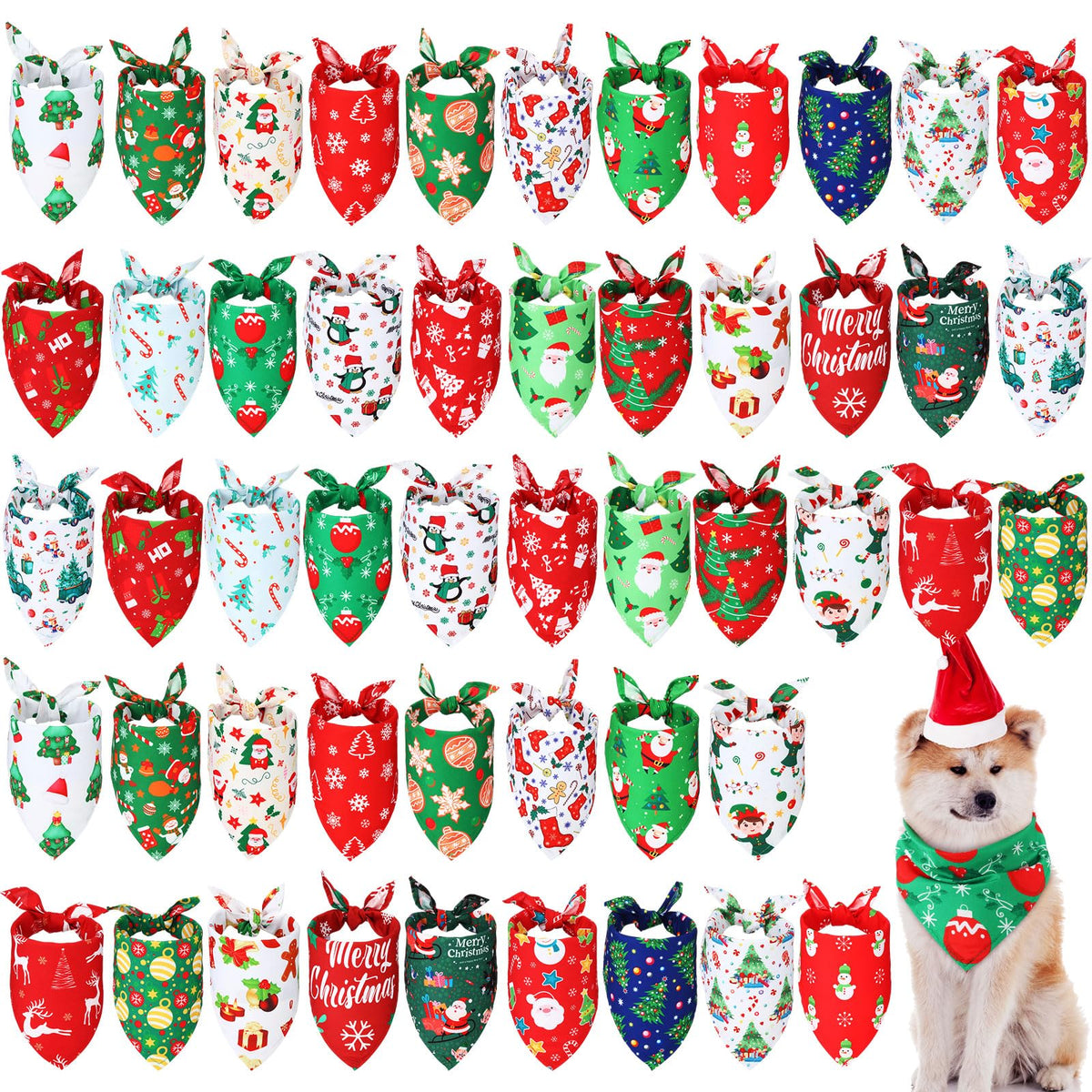 Abbylike 50 Pcs Paw Print Dog Bandanas Bulk, Halloween & Birthday Party