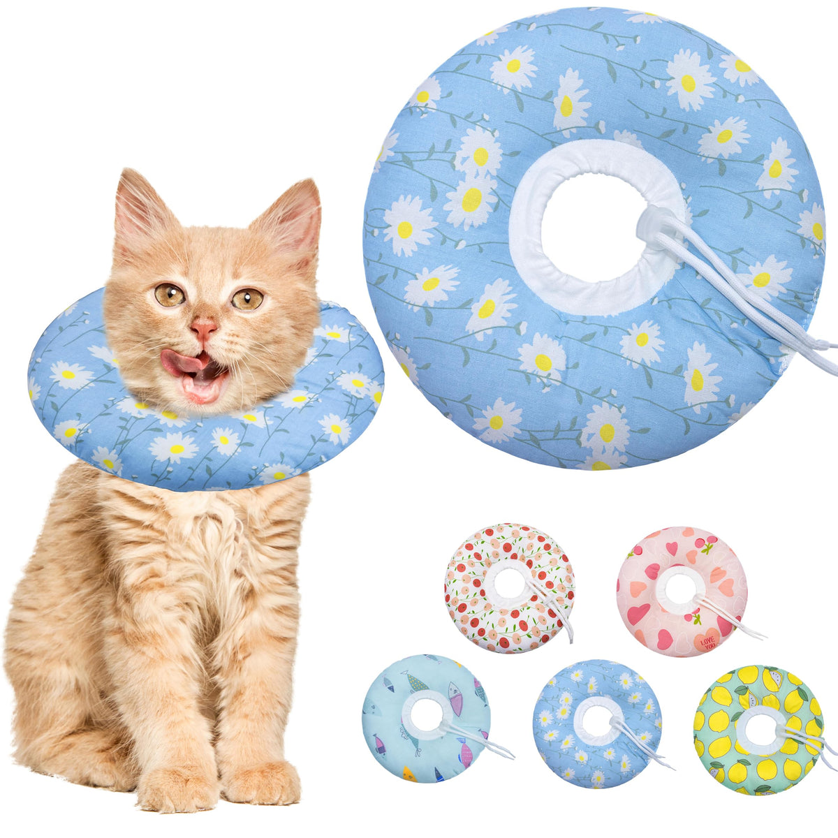 Seyezo Cat Cone Collar Soft, Adjustable Cat Recovery Cone, Orange, Small