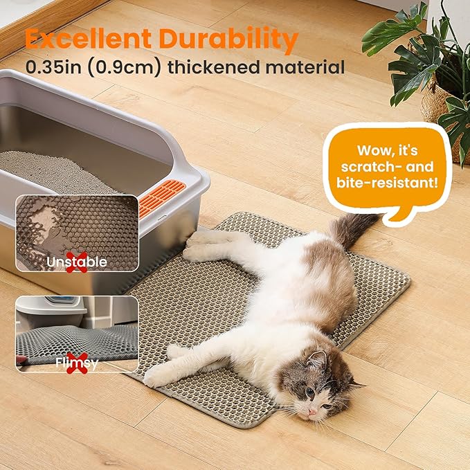 Petinstinct Cat Litter Mat, Double Layer Honeycomb Litter Box Mat