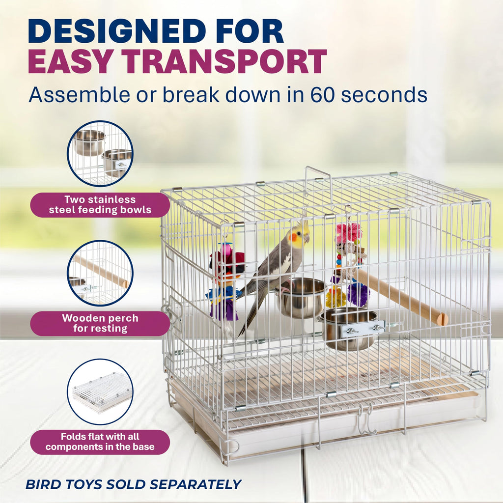 Prevue Hendryx Travel Bird Cage Short Term Travel Cage - White
