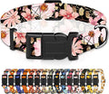 Seyezo Dog Collar for Boys Girls, Floral Puppy Collar for Small Medium Large Dogs, Adjustable Floral Pattern Soft Pet Collar with Safety Buckle for Male Females(Light Pink,S)