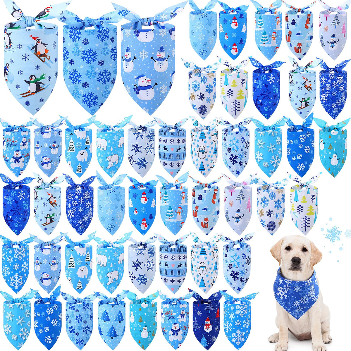 Abbylike 50 Pcs Paw Print Dog Bandanas Bulk, Halloween & Birthday Party