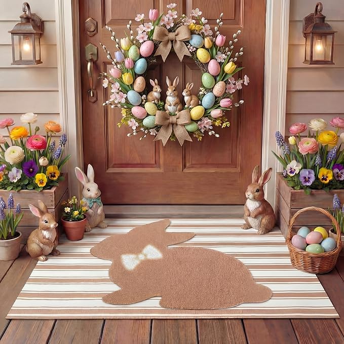 Tinideya 2 Pcs Coquette Boho Bows Custom Door Mat Welcome Non Slip Coir Mats Floor Layering Doormats Seasonal for Front Porch Entryway Decor(Boho Bows)