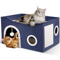 Heeyoo Cat House for Indoor Cats - Large Cat Bed Cave with Fluffy Ball and Scratch Pad, Foldable Cats Houses & Condos, Cat Hideaway, Covered Kitty Bed for Multi Small Large Kitty, 23.8x15.9x13.2 Inch
