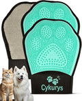 Cykurys Pet Hair Removal Glove for Dogs & Cats, 2-Pack Grooming Gloves