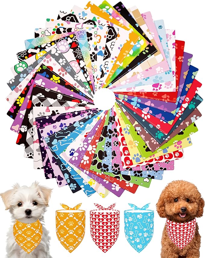 PET SHOW 50 Pack Hawaiian Dog Bandanas Bulk XS for Small Dogs