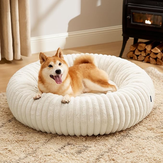 Bedsure ComfyFleece™ Donut Dog Bed Medium Size Dog with Washable Cover