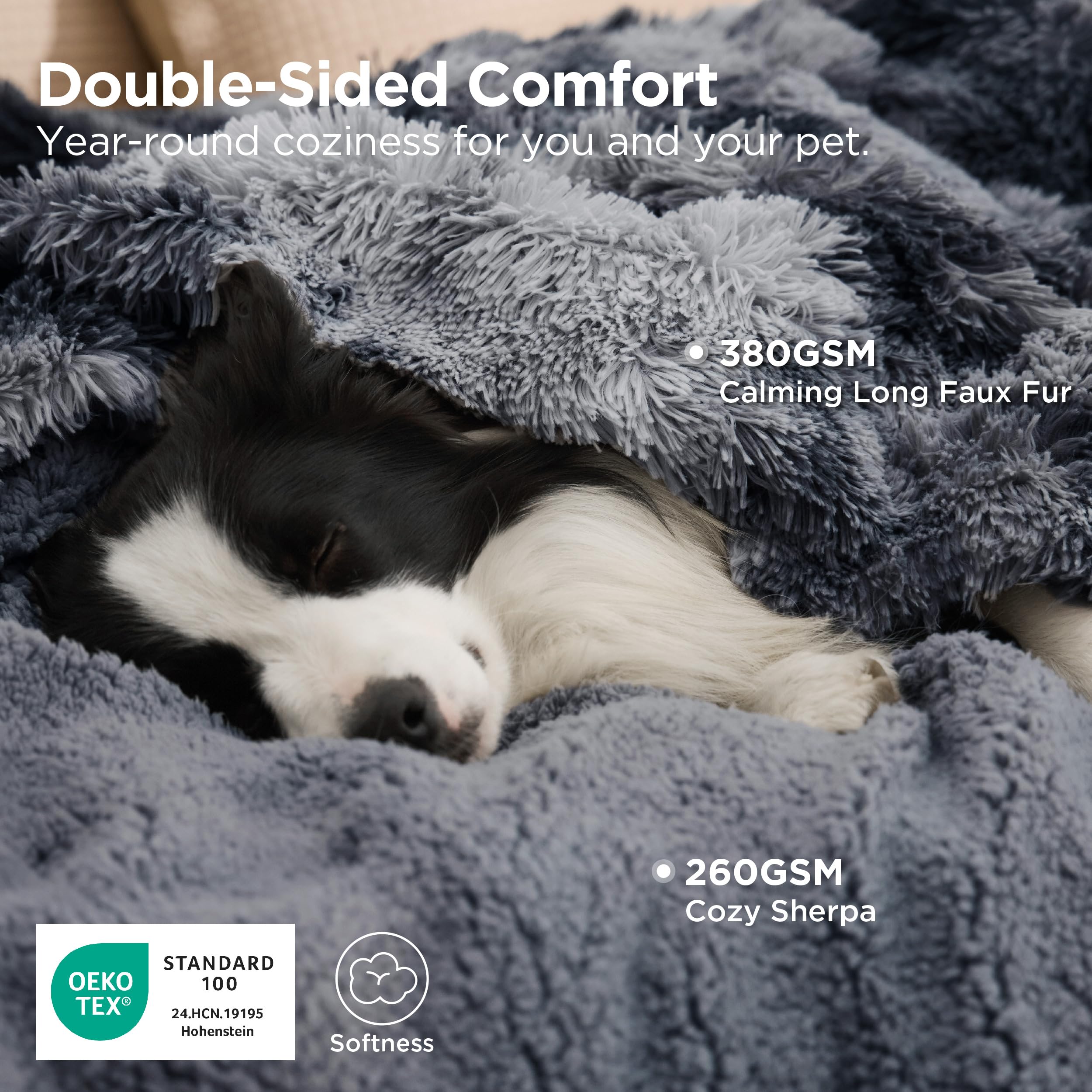 Bedsure Waterproof Dog Blankets for Large Dogs, Fluffy Faux Fur, 60×80"