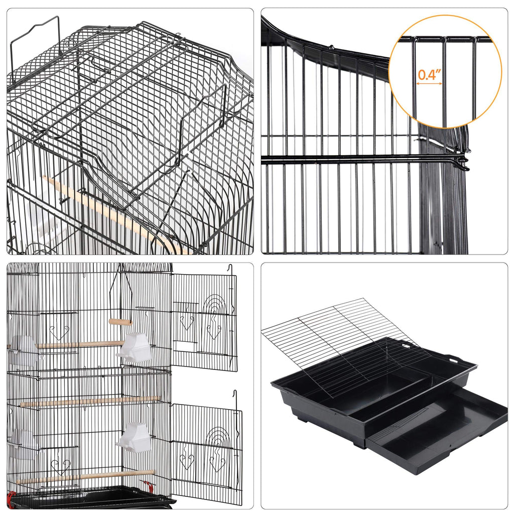 Yaheetech 64'' Open Top Bird Cage for Parakeets & Cockatiels, Black