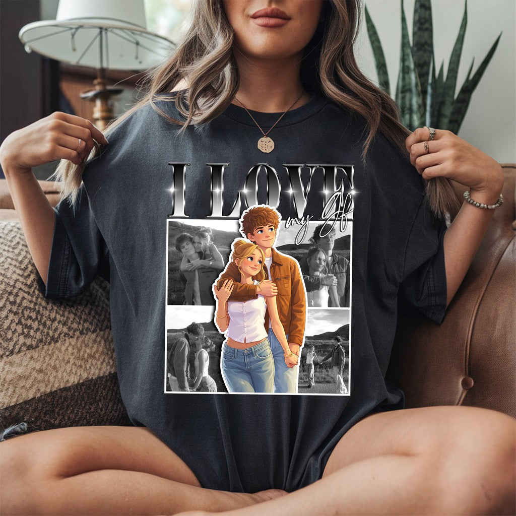 CustomsMerch Custom Shirts, Cartoon Photo Shirts, Personalized Cartoon Picture Shirt, Custom Photo Gifts, Gifts for Women, Men, Gift for Him, Her, Girlfriend T-Shirts, Christmas Valentines Shirt
