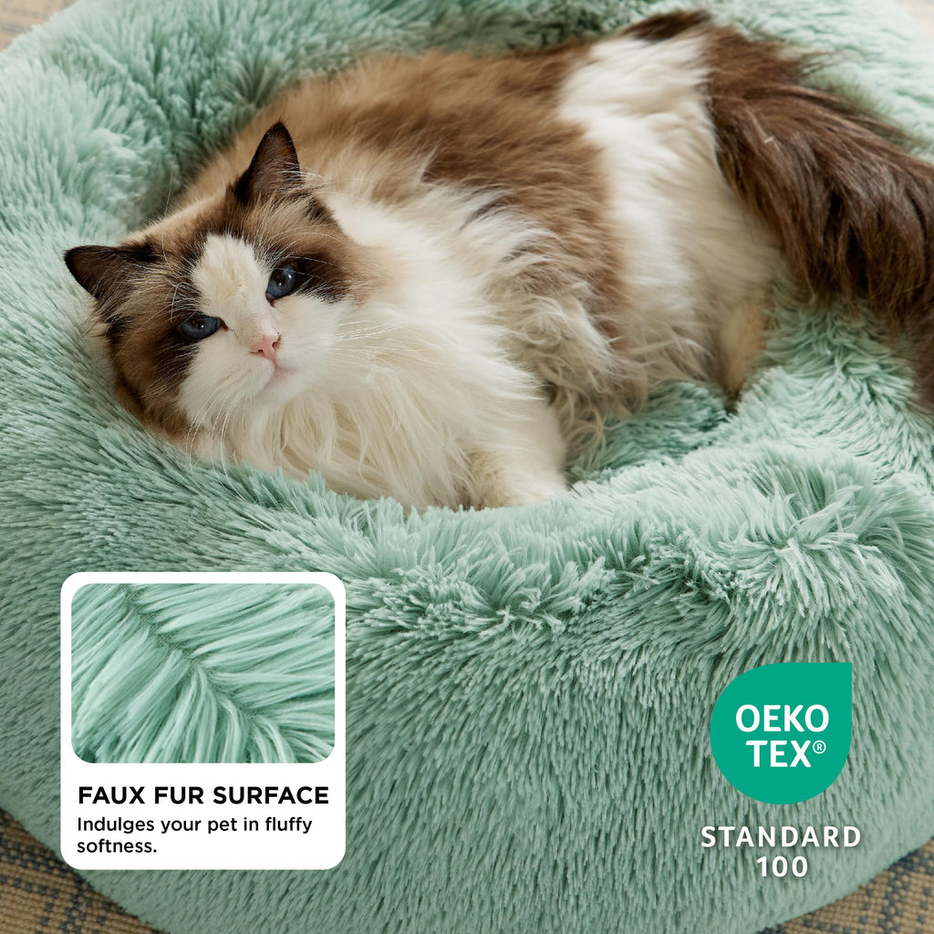 Bedsure Calming Cat Beds Donut Round Washable Kitten Bed,20 inches