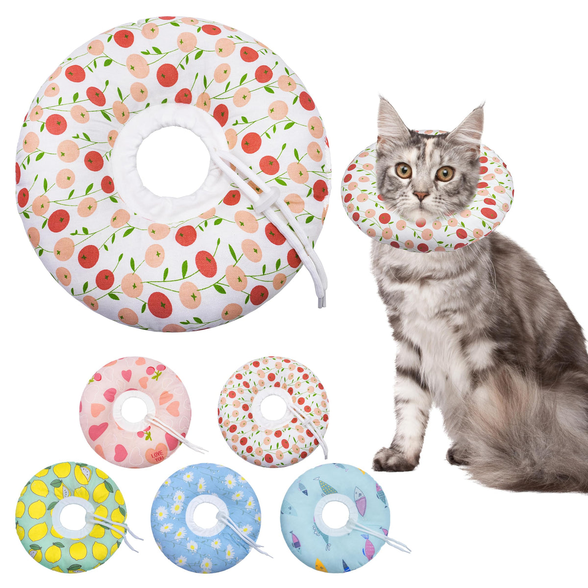 Seyezo Cat Cone Collar Soft, Adjustable Cat Recovery Cone, Orange, Small