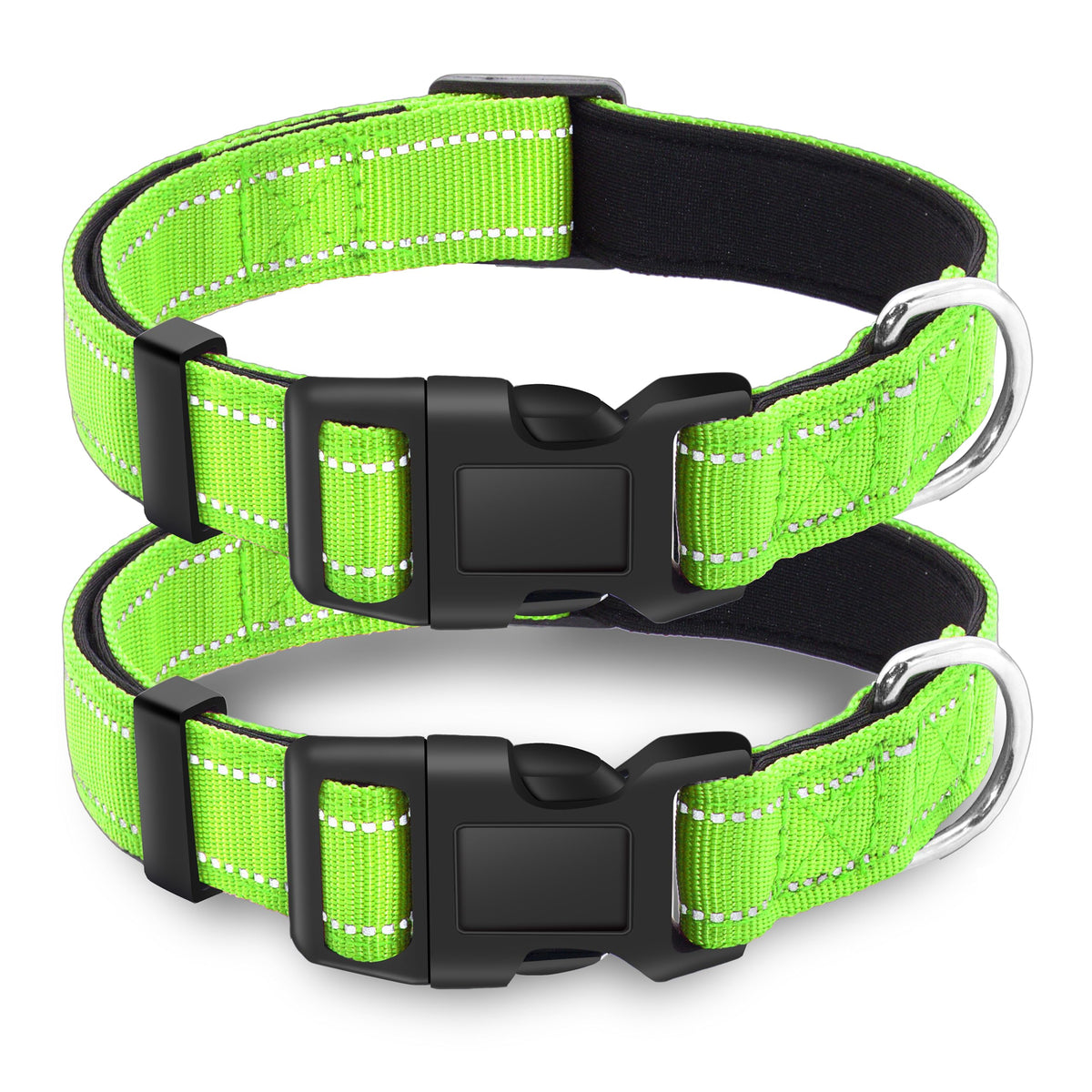 LIEVUIKEN 2 Pack Reflective Dog Collar with Safety Locking Buckle