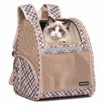 Cat Backpack Carrier for Small Dogs and Medium cat Puppy Kitten Bunny Pet Carrier Backpack Collapsible with Fully Ventilated Mesh with Safety Leash (Khaki, 12.9" L x 10.62" W x 15.5" H - M)