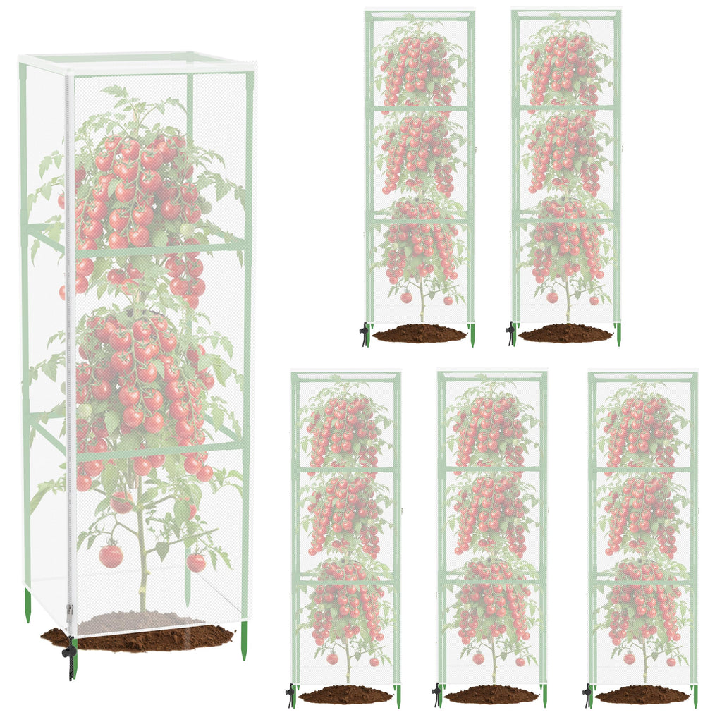 Garden Bird Netting Cover for Square Plant Cage, Plant Cover 59" x 17.7" Insect Tomato Cage Net with Zipper and Drawstring, Tomato Trellis Netting Protection Cover for Protecting Plant (6 Pack)